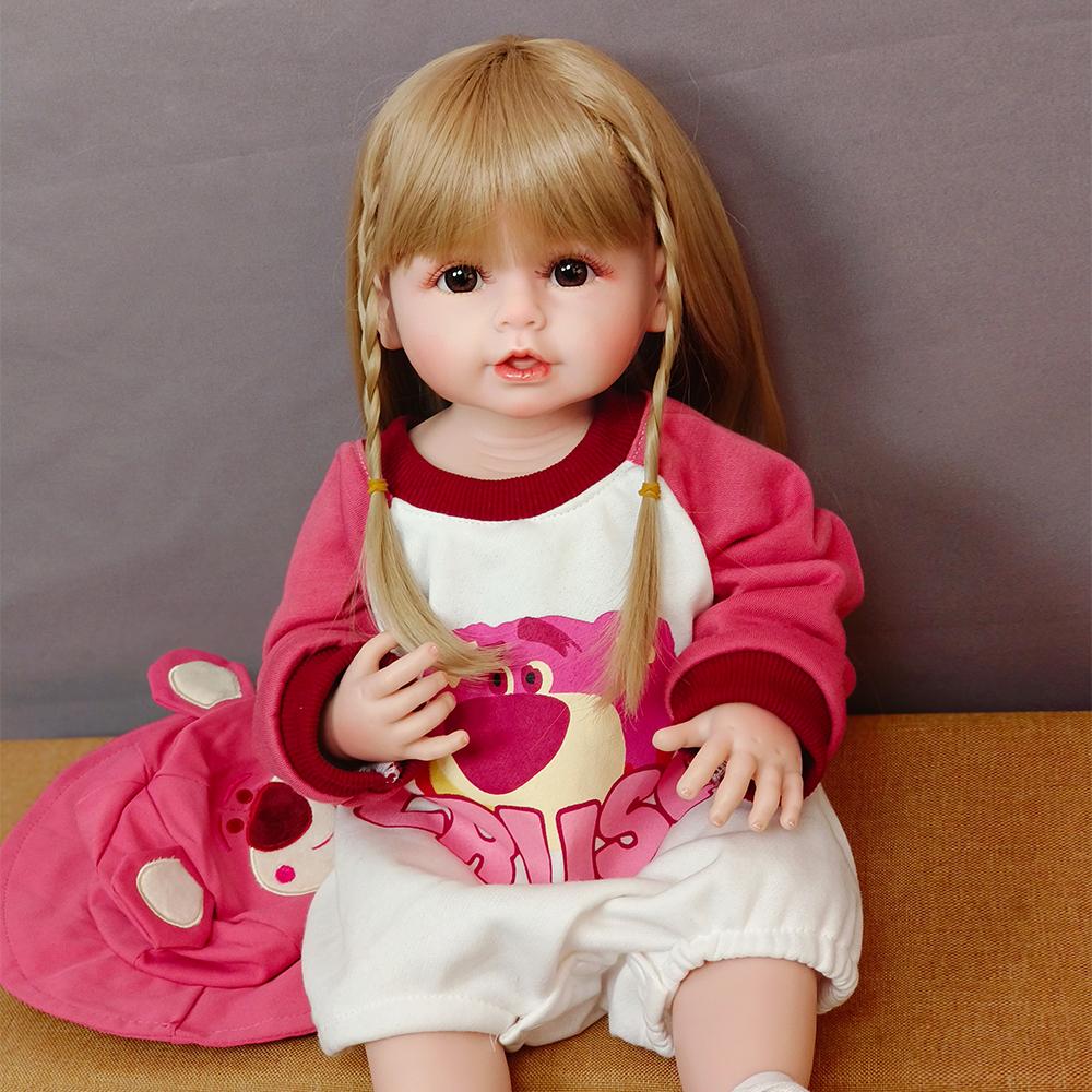 Bambola Reborn da 55 cm Ragazza del bambino Morbido Silicone per tutto il corpo Bella bambola da principessa rinata Giocattolo da bagno Real Touch per regali per bambini