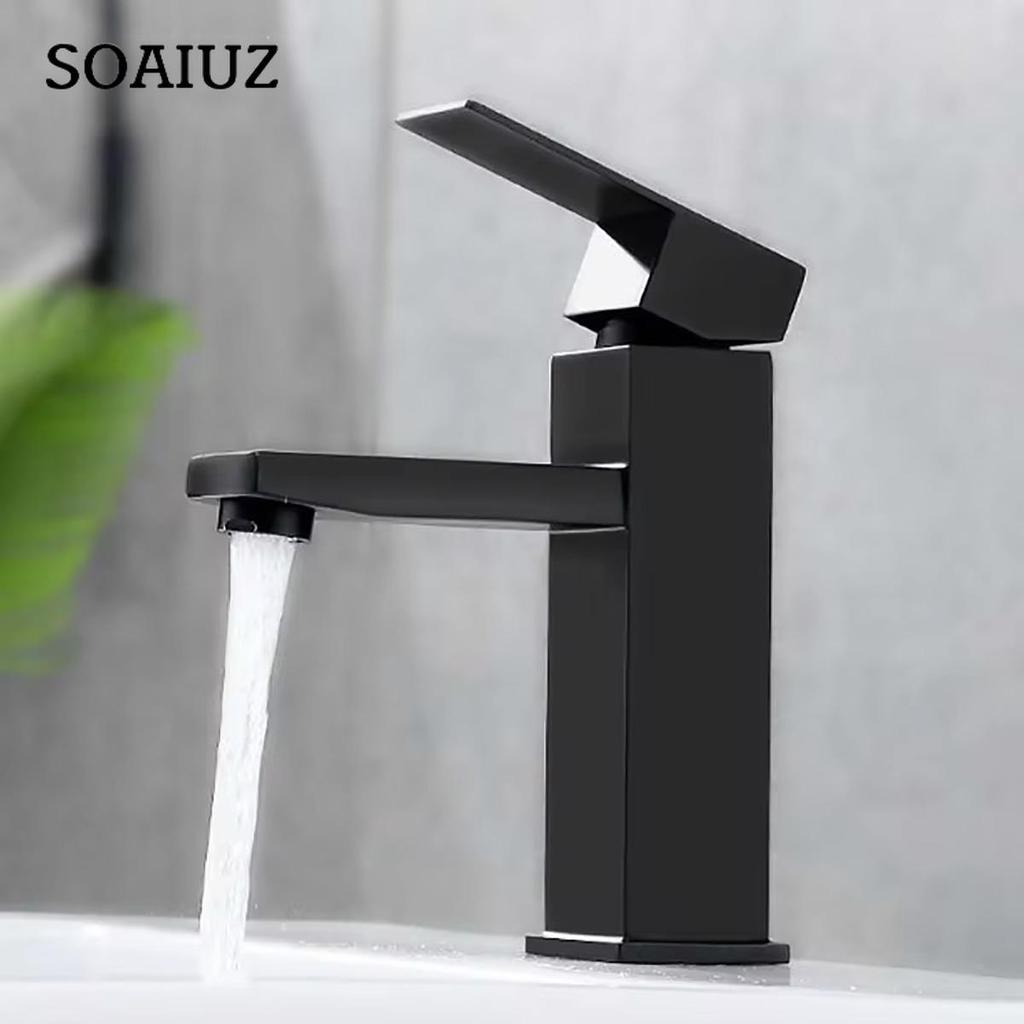 Ein Satz G1/2 Schwarze Waschtischarmatur Badezimmer Waschbecken Wassermischer Hahn Warm Kalt Wassermischer Armaturen Badezimmerarmatur Wasserfall Spültischarmatur