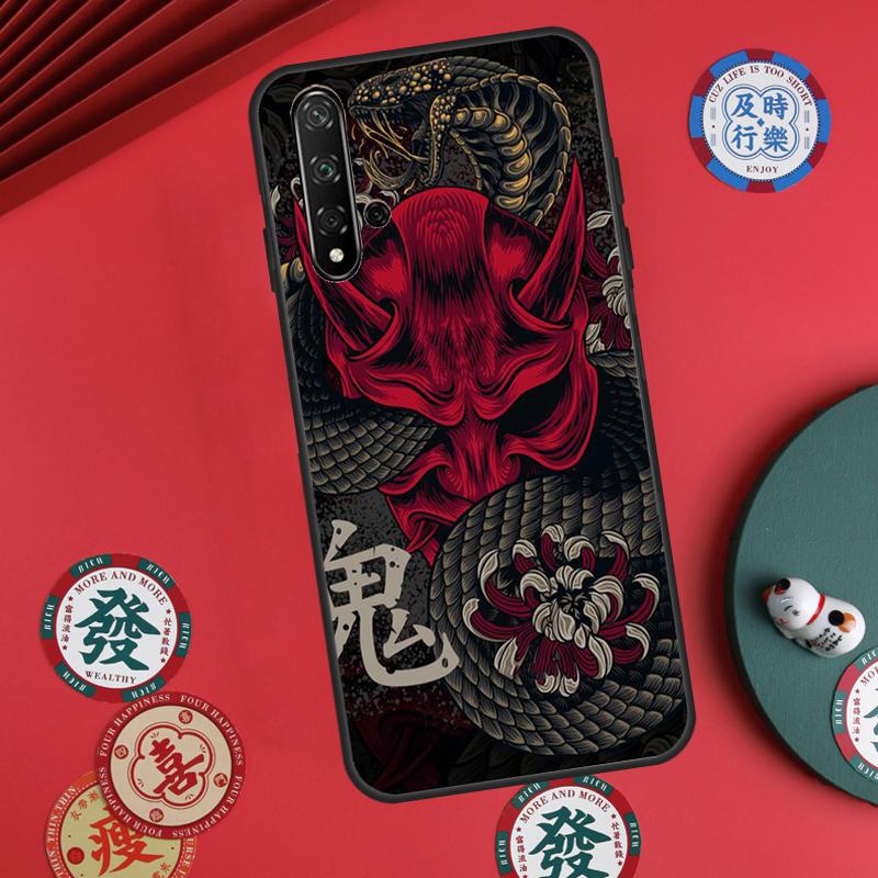 Samurai Oni Mask For Huawei Nova 12s 7i 8i 11i 12i Y73 Y70 Y90 Y60 Y72 Y61 Y91 9 10 SE P30 Pro P40 Lite Case