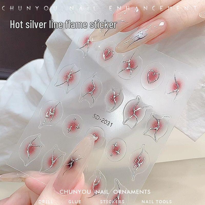 

Металлические наклейки для ногтей «Пламя»: Дизайн с горячим тиснением и нерегулярным зеркальным эффектом