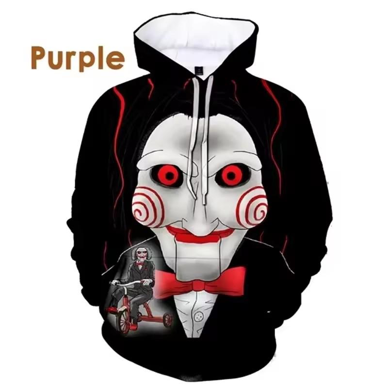 

3D Друк Чоловічі Худі Біллі Маріонетка - Пила Фільм Жахів Страшний Персонаж Вбивця-Пазл Толстовка Повсякденні Пуловери з Капюшоном 2XL