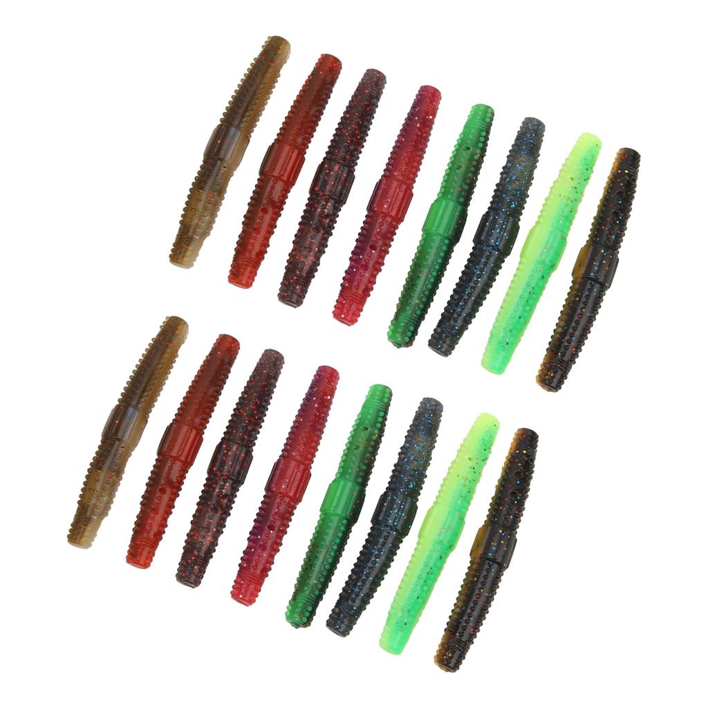 16pcs Soft Lure TPR Bite Resistant Hidden Hook Tip Built In Ringing Bead Soft Stick Baits Worms for