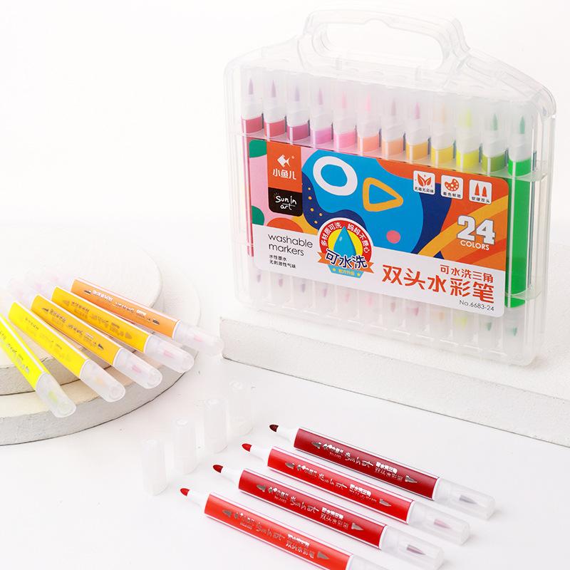 Double Ended Watercolor Pen Set 12/24/36/48 Colors Children's Drawing Coloring Watercolor Pens Painting Graffiti Art Supplies