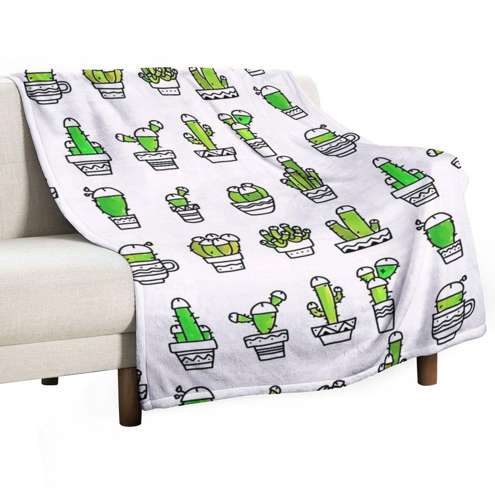 

COCK PLANTS CACTUS GREEN WATERCOLOR Throw Blanket Single sofa bed Blankets Sofas Of Decoration Plush Blankets 30x40in