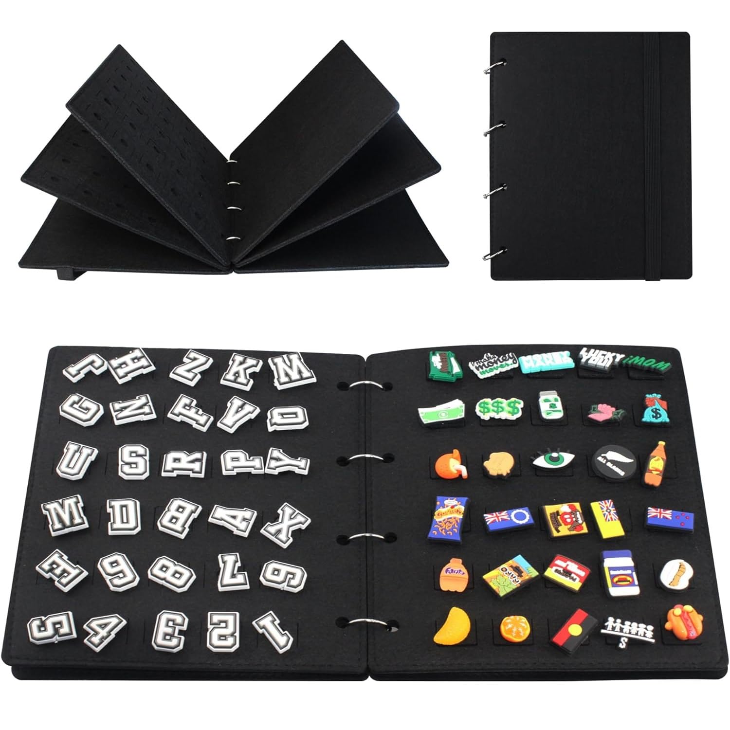 

siawadeky Хранение значков 4 Набор большого места для демонстрации значков Товары для значков Вмещает до 240 штук Файл, Страницы, 2, Вместимость, Папка, Экономия, Обложка, чёрный