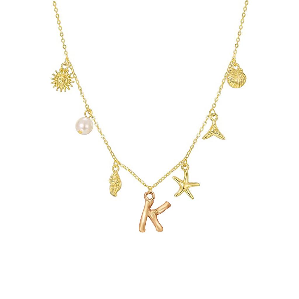 Fashionable Gold Pendant Necklace with Initial Charm and Perfect Detail for Trendy Women Ladies Daily Casual Wear