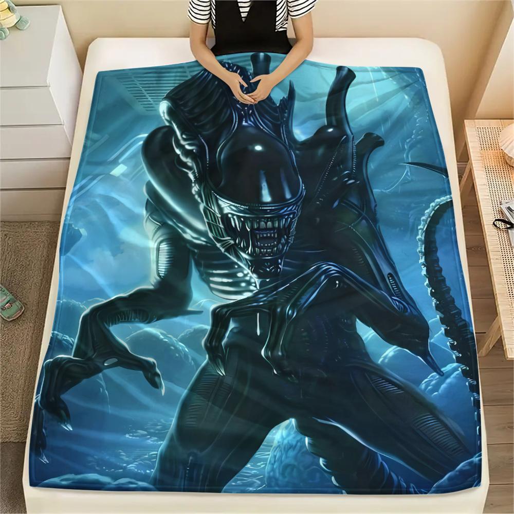 1PC Alien Print Flannel Blanket, High Quality All Seasons, Home Decor, Warmth and Comfort, Perfect for Christmas Gifts