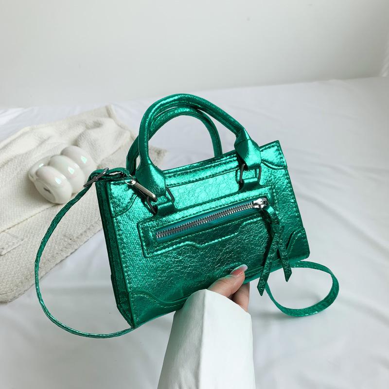 Fashion pearlescent handbag women's 2025 new Korean version trend casual small square bag PU wholesale shoulder messenger bag