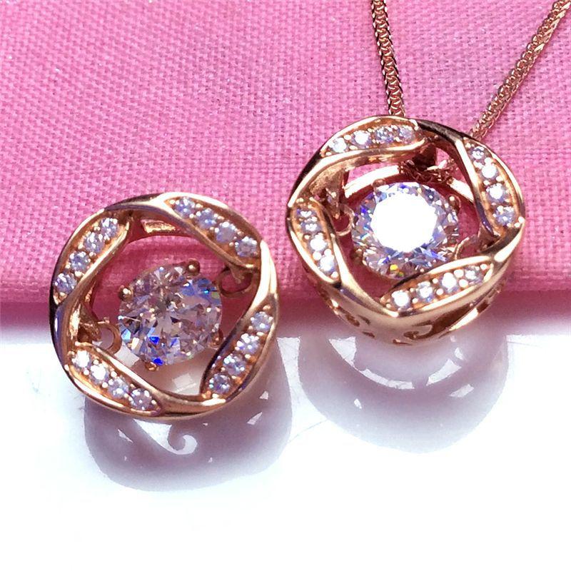 

Exquisite 585 Russian Purple Gold Smart Zircon Pendant Light Luxury Fashion Temperament Rose Gold Plated Collarbone Chain