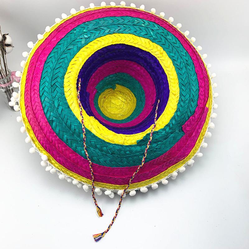 Cappello da Festa Messicano Colorato a Tesa Larga in Paglia Uomo Donna Estivo all'Aperto Cappello Parasole Visiera Parasole Cappello da Spiaggia Sombrero Decorazione di Halloween