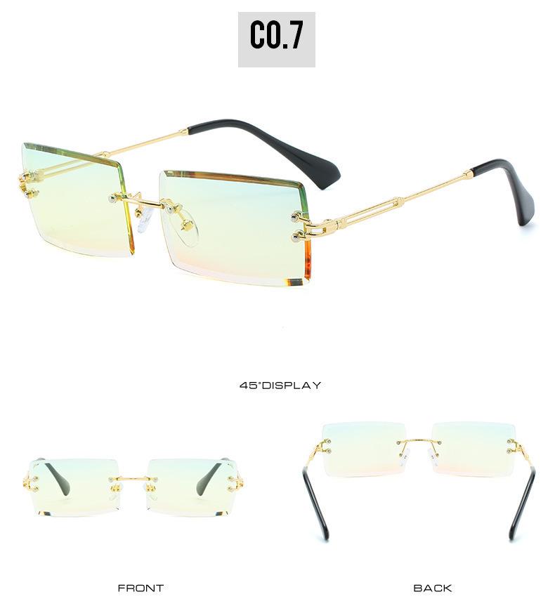 Elegant Gradient Womens Diamondcut Frameless Square Sunglasses