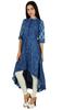 Bimba Womens Kurta Designer Kurti Mandarin Collar Block Print Chic Fashion