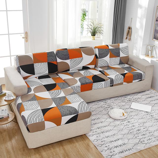 Printed Sofa Seat Cushion Cover Elastic Pets Kids Living Room Floral Stretch Washable Removable Slipcover Furniture Protector