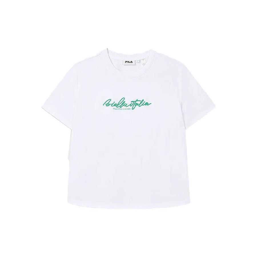 

FILA Emerald Fashion Casual Simple Letter Print Round Neck T Shirt Women tops Standard-White F11W334101FWT S