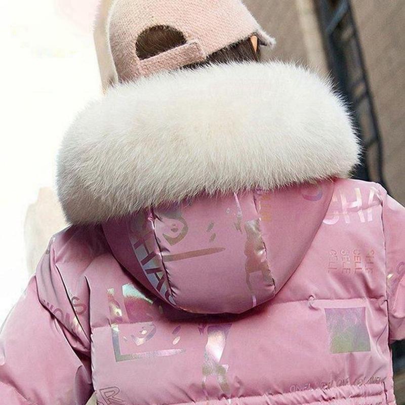 6-14 Years Kids Girls Thicken Hooded Long Coat Winter Windproof Warm Jacket