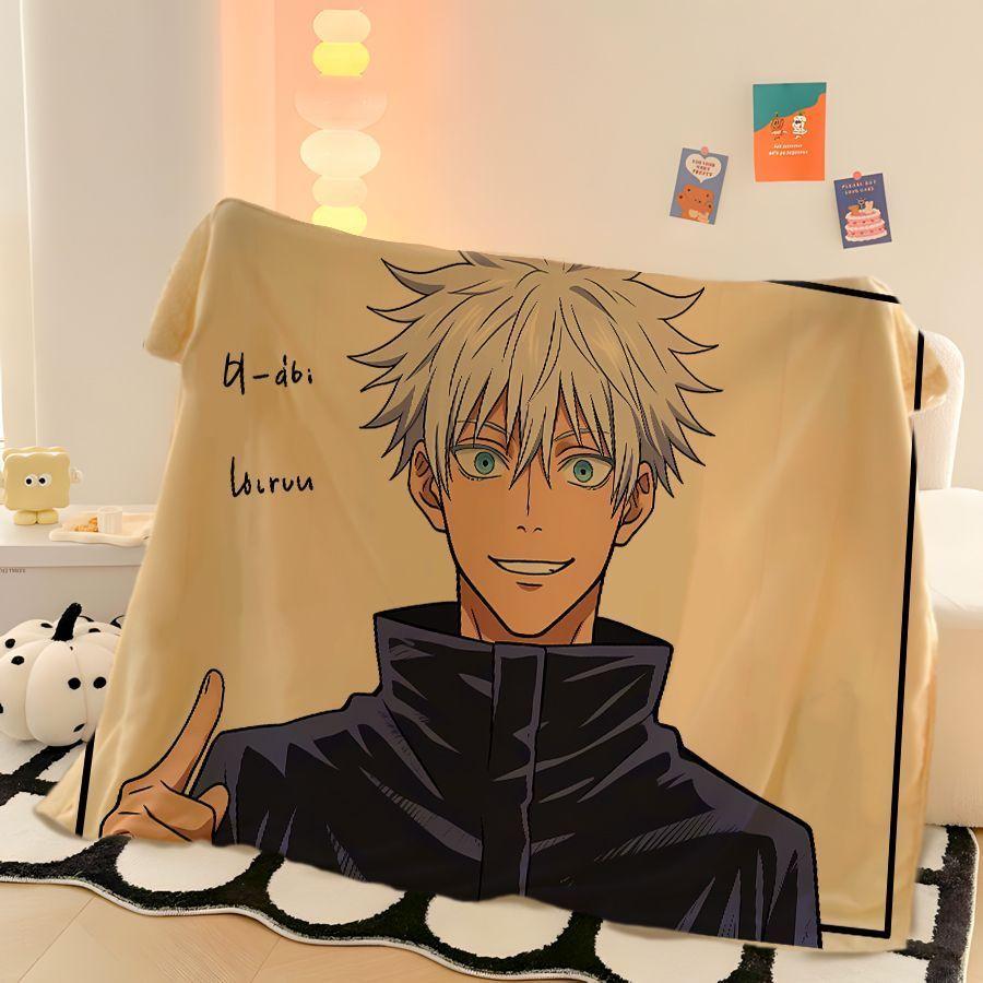 Cool Jujutsu Kaisen Gojo Satoru creative anime cartoon printed pattern fashion personality soft skin-friendly flannel blanket