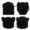Stretchable Knit Cat Ear Beanie Yarn Striped Beanie Gifts Knitted Beanie Hat  Women and Men