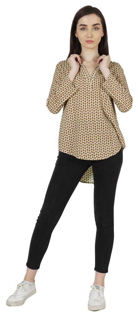 Inkmeso Stylish Printed Full Sleeves Casual Top For Women Comfy Basic Summer Tee