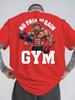 Bull Men Cotton TShirt Gym Workout Athletic Casual Red Fitness Muscle Graphic Tee Shirt - Men's Summer Cotton Graphic Tee