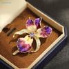 Trendy Enamel Iris Flower Brooch,Sparkling Rhinestone Inlaid Charm Banquet Party Jewelry, Gifts