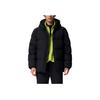 SAUCONY Solid Color Simple Logo Print Hooded Mid-Length Puffer Jacket Men Outerwear Black SC2240144C-BK01
