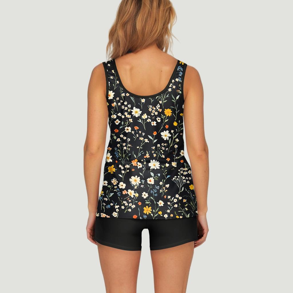 Damen Badeanzug mit Shorts, fließender zweiteiliger Badeanzug, Badebekleidung