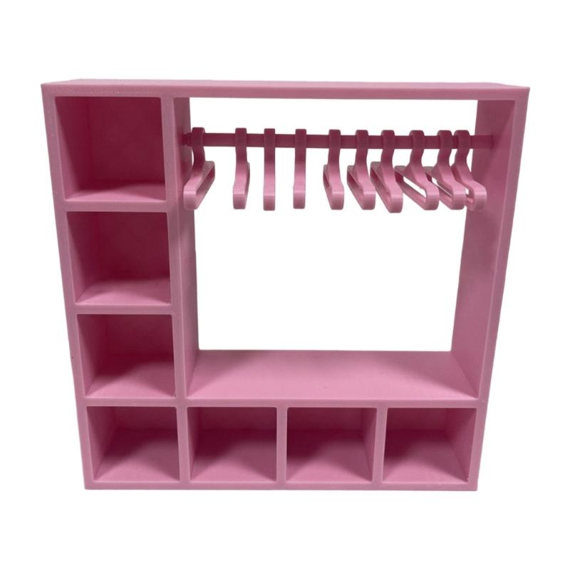 

Plastic Doll Wardrobe Furniture with 10 Hangers For Toy Doll House Storage Of 15/17cm Doll Clothing Shoes Accessories рожевий