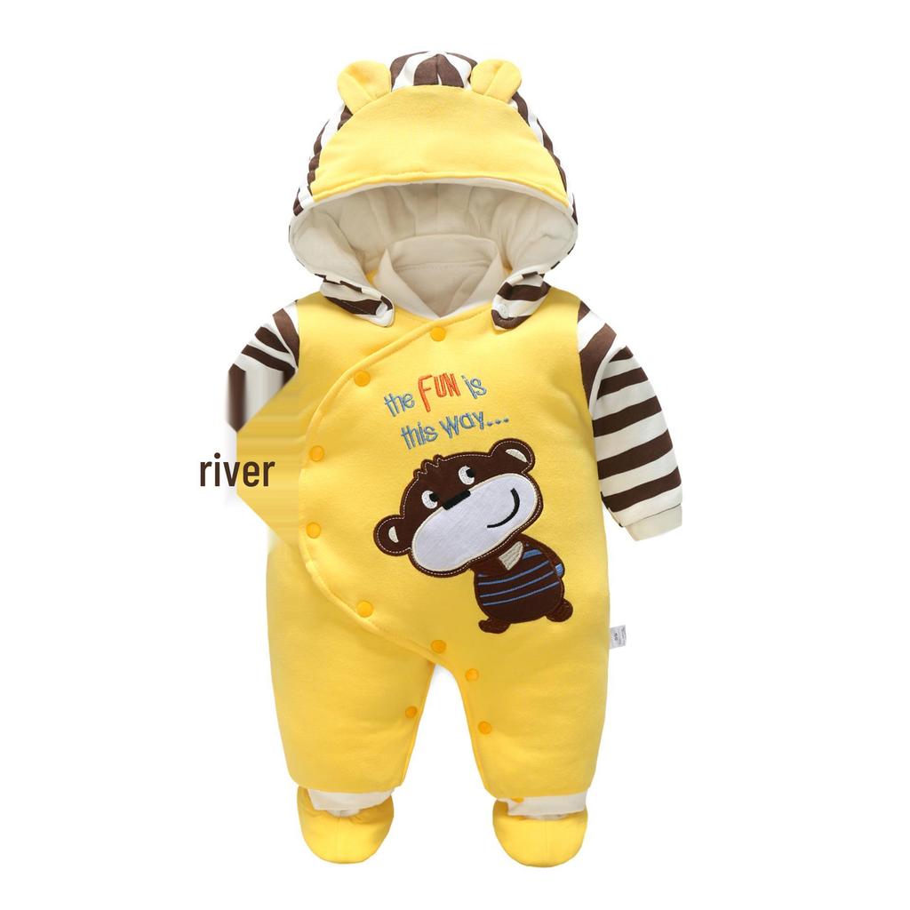 Autumn/Winter Thickened Baby Romper: Short Sleeve One-Piece for Boys & Girls