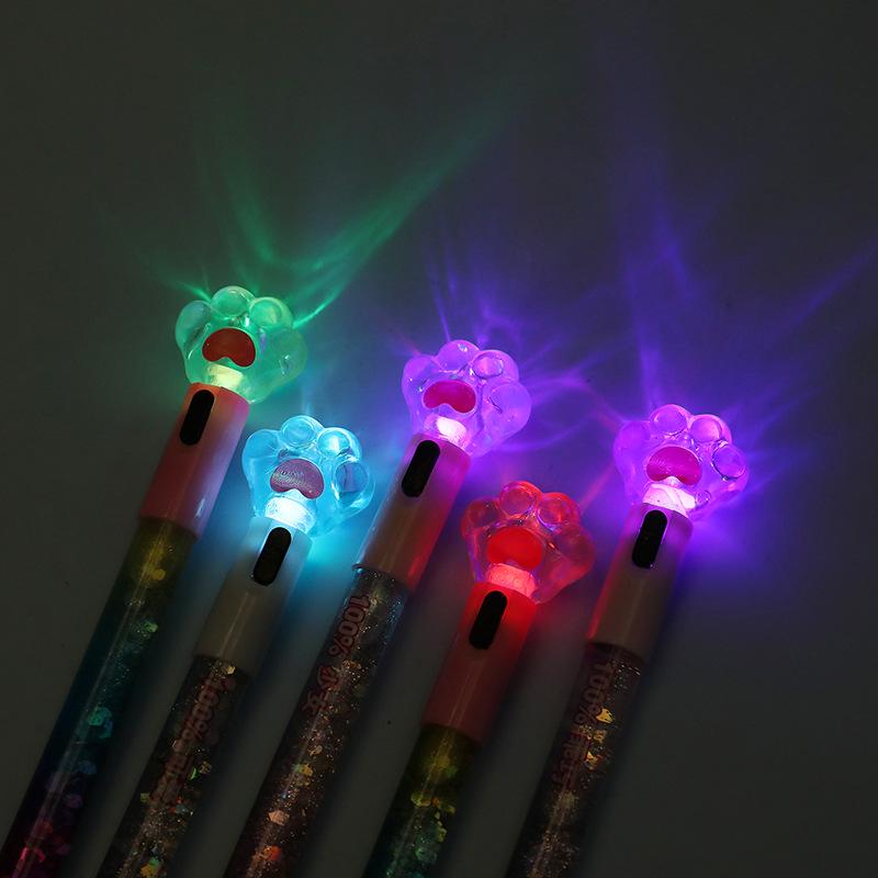 Pix cu gel cu labă de pisică luminoasă - Design drăguț cu inimă de desene animate, Papetărie populară pentru semnături Douyin pentru fete