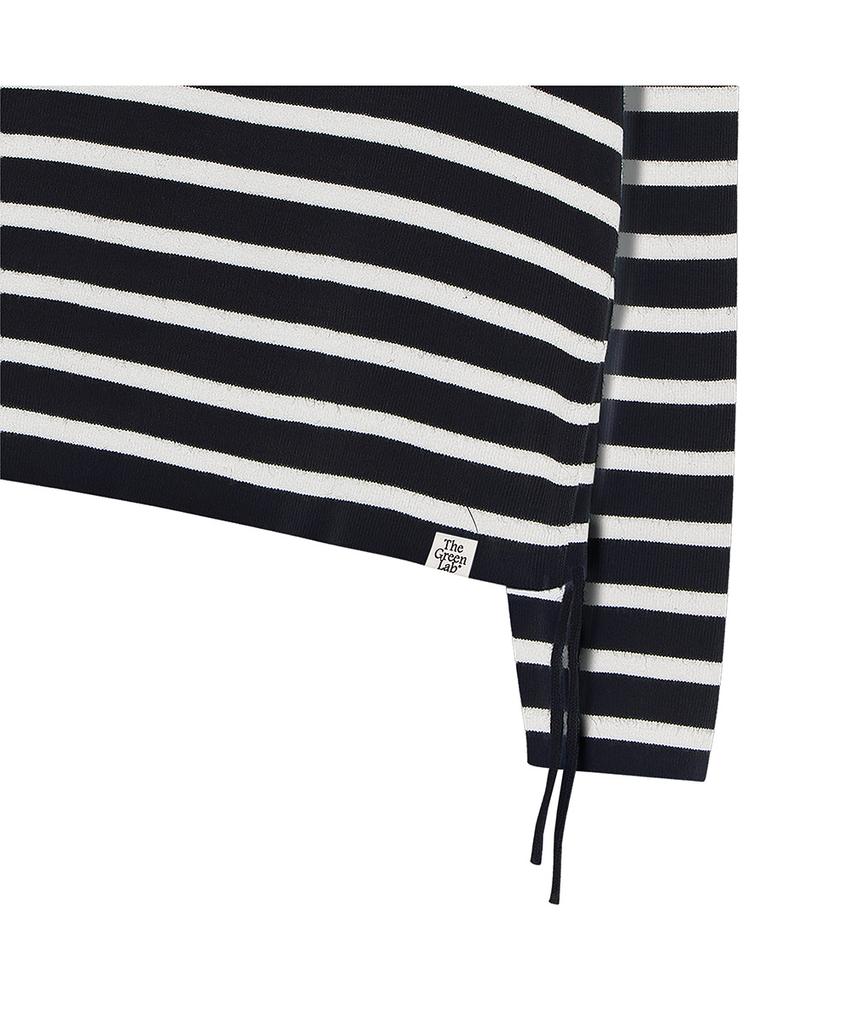 THE GREEN LAB Striped Shirred Knit [Black]