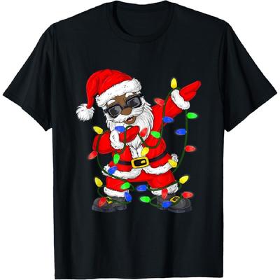 Black African American Santa Claus Christmas Pajamas 2023 T-Shirt(1)