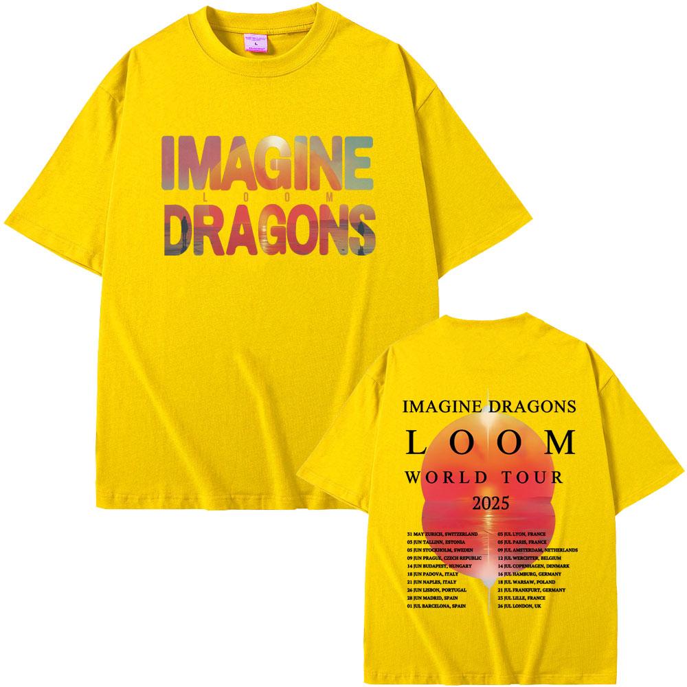Rock Band Imagine Dragons Loom World Tour 2025 T Shirts Men Women Gothic Vintage Oversized Tshirt Unisex Casual Cotton Tshirt