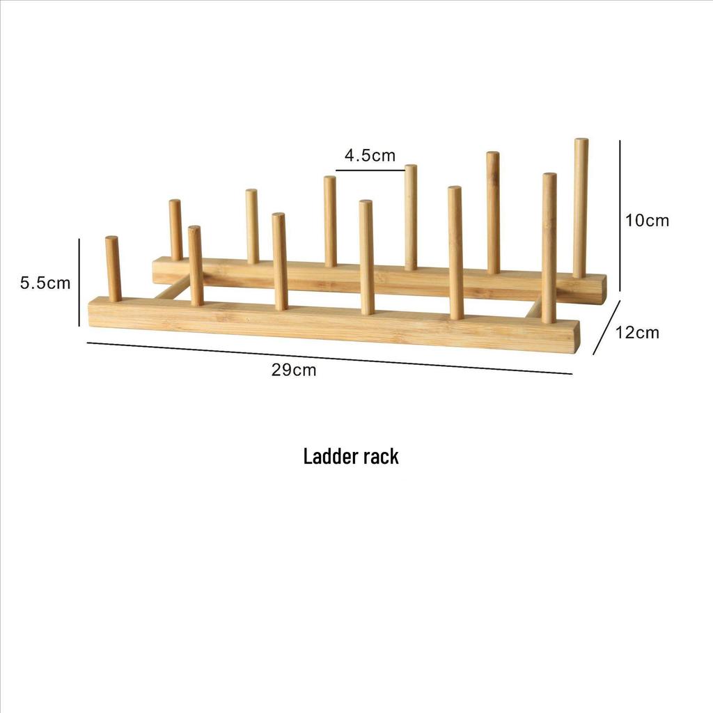 Multi-Functional Bamboo Dish Drying Rack for Cups, Plates, and Bowls