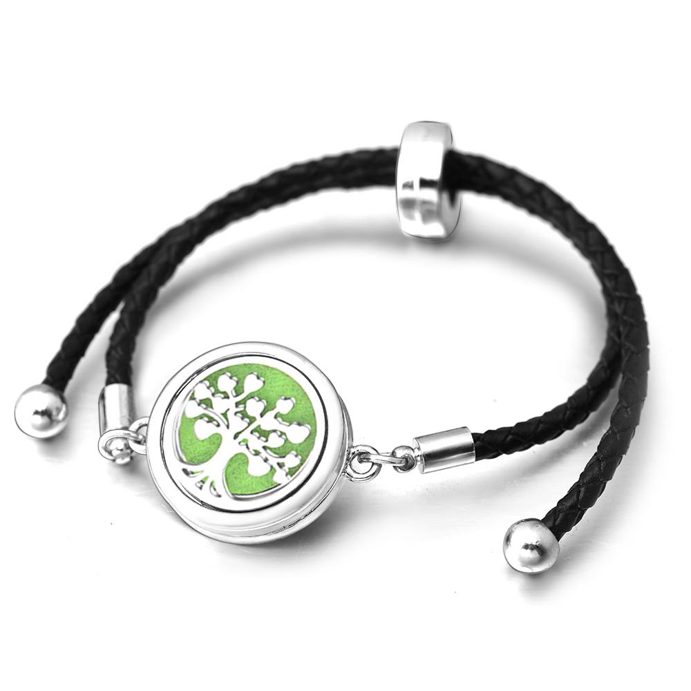 Engel Flügel Herzförmiger Edelstahl Aromatherapie Armreif Verstellbares Leder Schnallenarmband Damen Diffusor Medaillon Schmuck