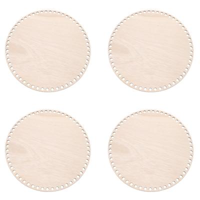 PATIKIL Round Crochet Basket Wooden DIY Basket Making Home Pack of 4 12-inch Bottoms, Base, Crafts, Handicrafts, Materials, Decoration, Brown,