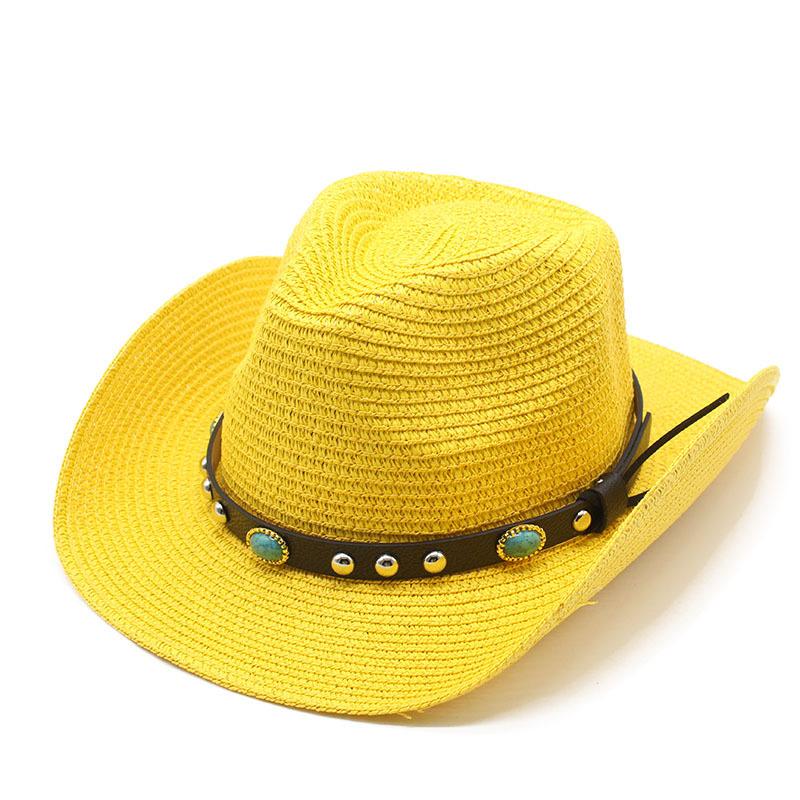 Men'S And Women'S Spring And Summer Straw Hats British Western Cowboy Jazz Hats Panama Hats Straw Hats