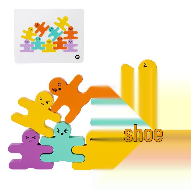 3D Balance Beam Stacking Game: Early Education Puzzle with Double-Sided Pattern Cards and Building Blocks for Kids