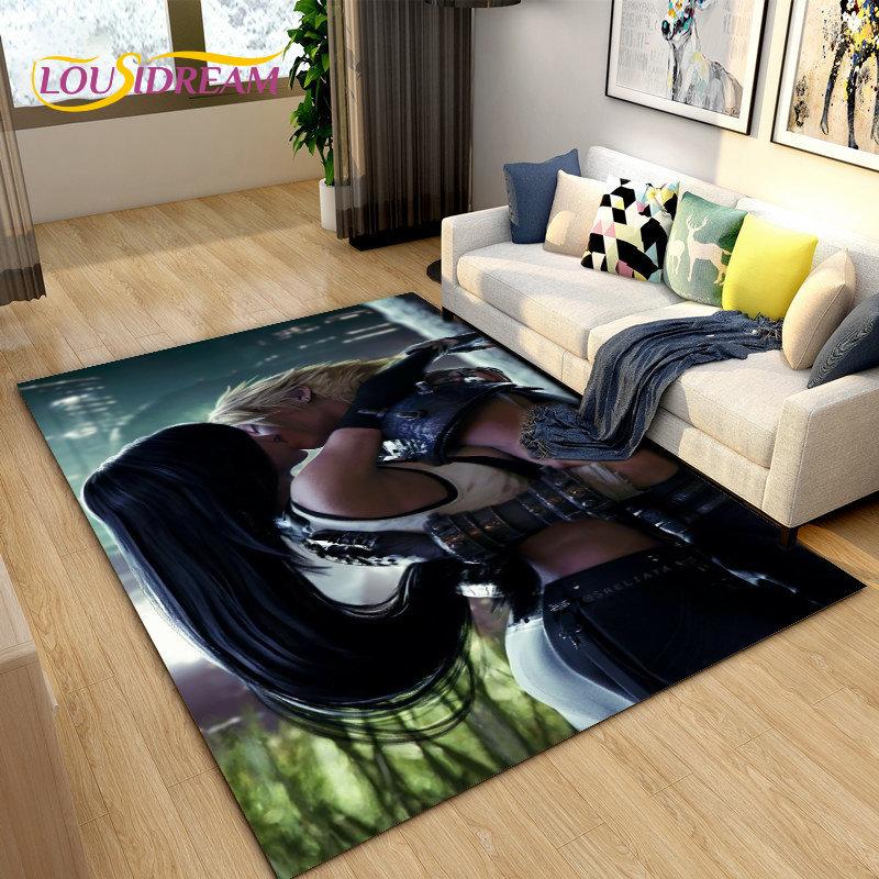 Final Fantasy 3D Printed Game Gamer Area Rug,Carpet Rug for Living Room Bedroom Sofa Doormat Decoration, Kids Non-slip Floor Mat