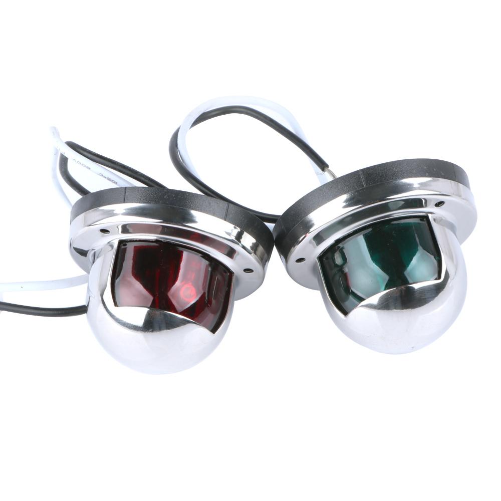 Marine LED Navigation Lights Red and Green Sailing Lamp Warning Signal Light Stainless Steel Boat Yacht 12V 2Pcs 7