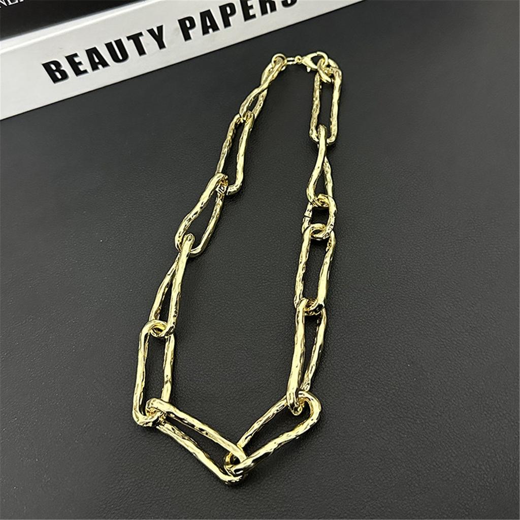 Tooxika Vintage High Feeling Thick Chain Textured Cuban Chain Necklace Heavy Streetwear Collarbone Chain