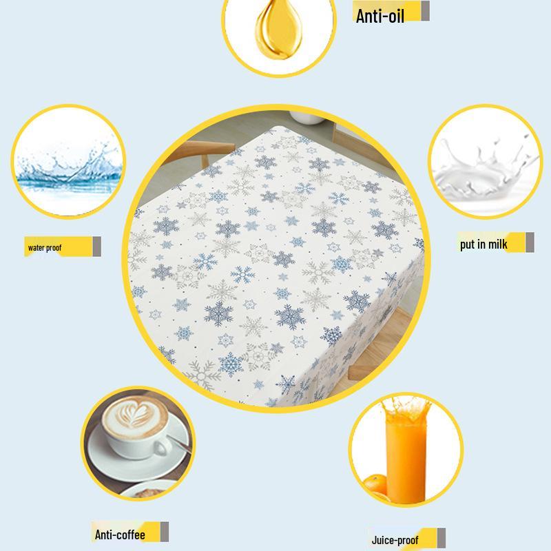 Disposable Waterproof Cartoon Snowflake Tablecloth for Christmas Party