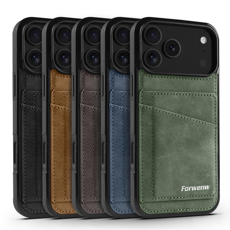Card Slots Stand Wallet Case For iPhone 17 Pro Max 16 Plus 15 14 13 12 Pro Max 11 16E Air with Metal Buckle Leather Card Holder Back Cover