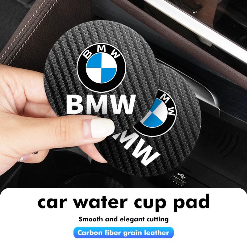 MXUI1 2pcs Car Water Cup Mats Carbon Fiber Coaster Non-Slip Pad For BMW M Performance E36 E46 E60 E90 E91 E92 E93 F30 F20