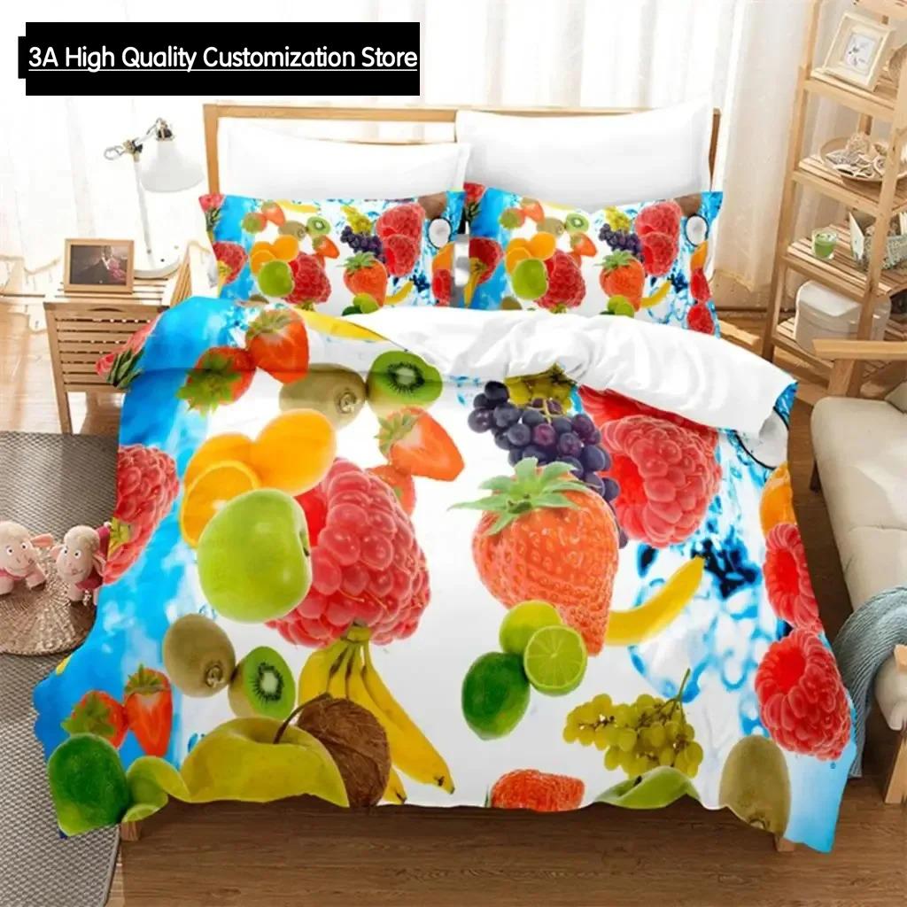 Thin Duvet Cover Set Double Bed Fruit Quilt Cover Queen Size 3D Single Bedding Set 2PCS 3PCS with Pillowcase Full Twin King Beds