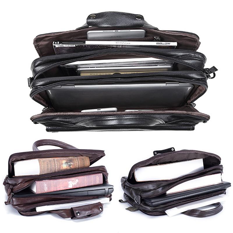 Genuine Leather Bag Leather Men's Bag, Business Briefcase, Retro Men's Messenger Handbag, 15.6-inch Leather Computer Bag