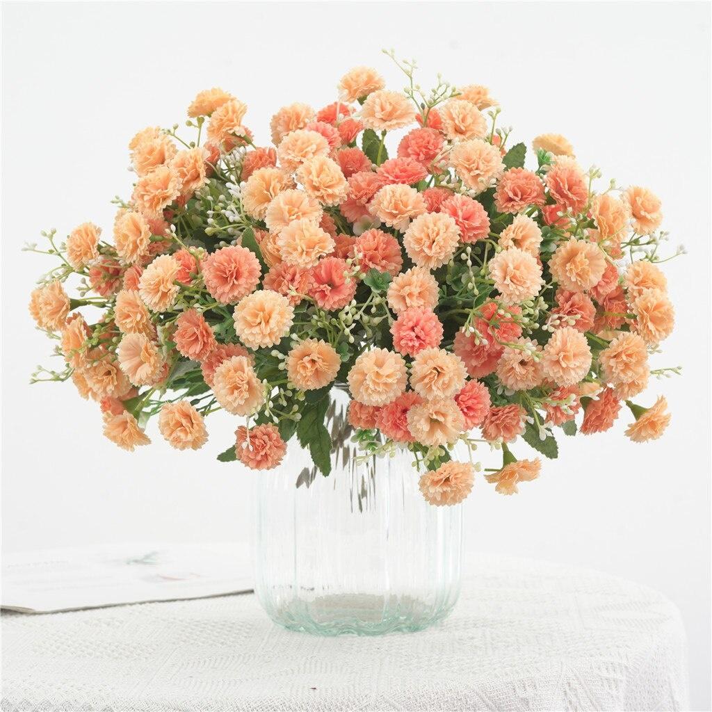 1pc Artificial Fake Floral Carnation Bouquet Silk Flowers Arrangement Home Party Wreath Wedding Tabletop Vase Decoration