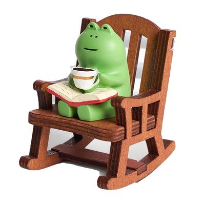 Japanese Style Cute Miniature Frog Figurine Miniature Furniture Chair Mini Stool and Mini Frog Exquisite Home Decor Ideal Gift Choice