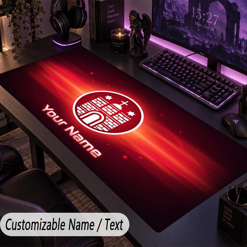 Large Mouse PadFC St. Pauli Custom Name Text Personalized Desk Mat Non Slip Gaming Pad