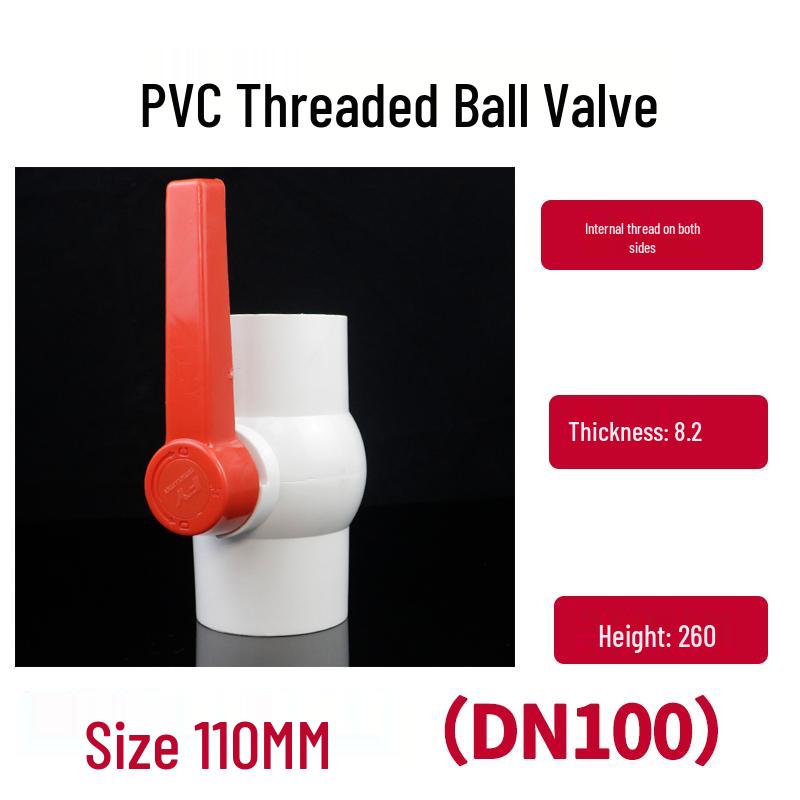 PVC Ball Valve with Threaded Inner Teeth for Water Supply (Sizes: 20, 25, 32, 40, 50, 63, 75, 90, 110)