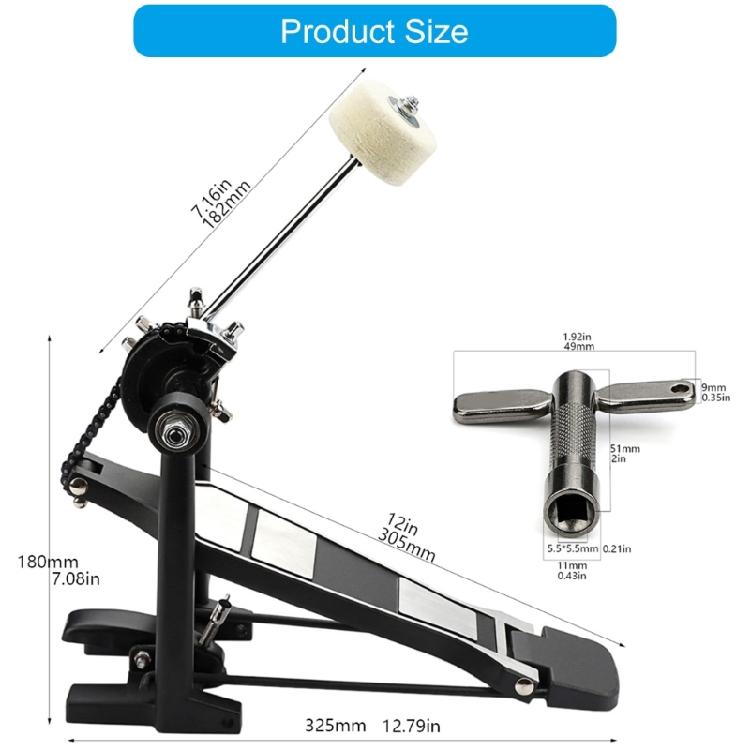 Single Bass Drum Pedal with Felt Beater Stick & Drum Key Kick Drum Pedals for Beginner & Professional Drummers Enduring
